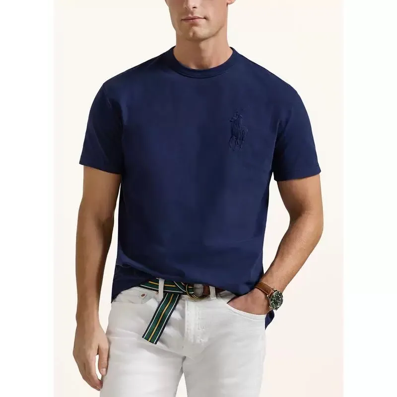 P130 Style No.: RL010】Ralph Lauren/Ralph Lauren 25ss simultaneously launches one-color horse embroidery round neck short sleeves